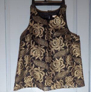 🖤 🪙 J. Crew Factory Holiday Top Black gold embroidery size 10, NWOT